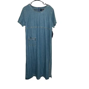 Neu Original TY Wear Damen Denim bescheidenes Kleid XL blau S/S neu mit Etikett Baumwolle - Bild 1 von 5