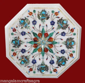 12" Marble Side End Table Top Stone Handmade Paua Shell Pietra dura Inaly Work - Picture 1 of 2