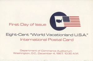 #UX54 8c World Vacationland USA Postkarte Veranstaltung Zeremonie Programm mit FDC - Bild 1 von 2