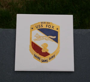 DLG-33 USS Fox Faire Sans Dire US Navy Kreuzerschiff 6" Fliesenuntersetzer Wandbehang - Bild 1 von 4