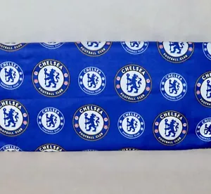Chelsea Football Club Logo Pattern MLS Cotton Fabric 1/4 Yard 9” X 44” - Picture 1 of 24
