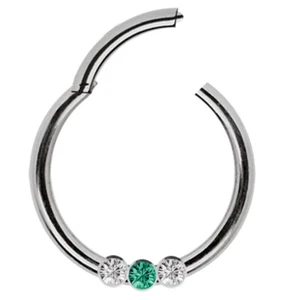 Piercing Schmuck Smooth Segment Clicker Nasenring und 3 Kristalle in zwei Farben - Bild 1 von 18
