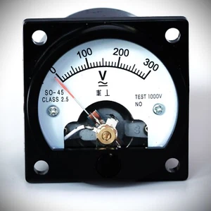 Voltímetro Retro Vintage 0-300V CA Diseño Antiguo Analógico Color Negro - Imagen 1 de 15