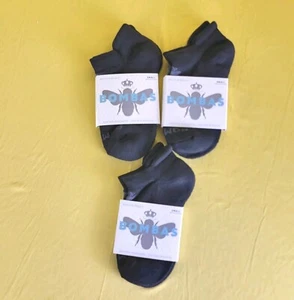 BOMBAS schwarze Söckchen Waben Fußgewölbestütze gepolstert klein 4-8 Unisex Jugend - Bild 1 von 6