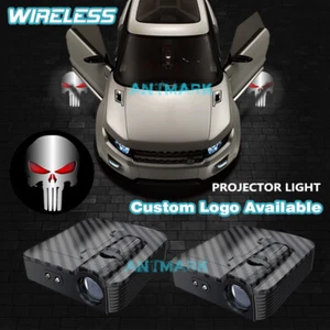 Silver Punisher Skull Wireless Car Door Projector LED Laser Ghost Shadow Light - Picture 1 of 9