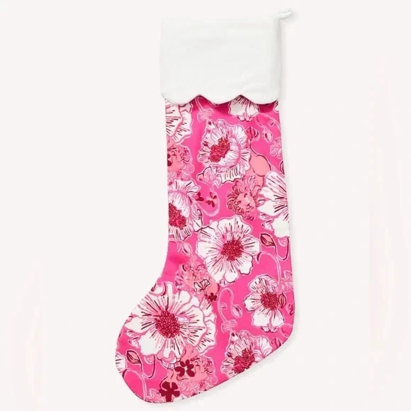 Nuevo con etiquetas Medias de Navidad Lilly Pulitzer Sun Shell Rosa Sentimiento Amapola Foto 1 de 1