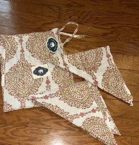 Set 2 bandane paisley rosa e bianco John Robshaw nuove con etichette tessuto cotone stampato - Foto 1 di 6