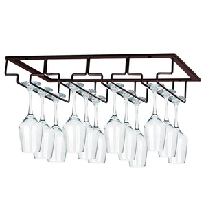 4 Rows Wine Glasses Rack Under Cabinet Stemware Rack for Cabinet Kitchen - Picture 1 of 7