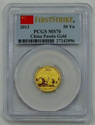 China - 2013 - 1/10 oz Gold Panda 50 Yuan - PCGS MS 70 - Image 1 of 2