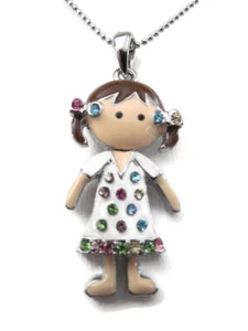 NICK JR DORA THE EXPLORER NECKLACE WITH CRYSTALS SILVER 18"L - Bild 1 von 3