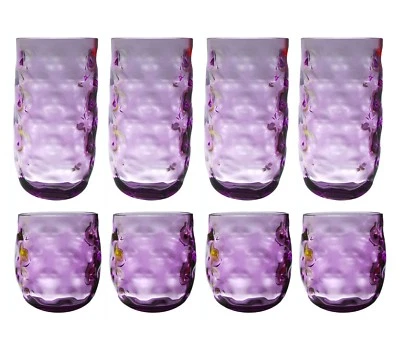 Juego de 8 vasos de té helados de vidrio plástico acrílico QG 14 y 22 oz púrpura Foto 1 de 4