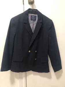 women's zara navy blue blazer gold button professional button Office Size - Picture 1 of 1