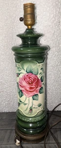 VTG Leviton Hand Painted Ceramic Table Lamp Flowers Brass Corded Signed WORKS - Picture 1 of 8