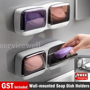 Double Layer Wall Mounted Soap Case Soap Holder Rack Organizer Soap Dish Storage - Picture 1 of 10