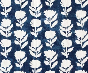 Anna Spiro Textiles - Marigold Solid - Navy / White Linen Fabric 1.8 metres - Picture 1 of 1
