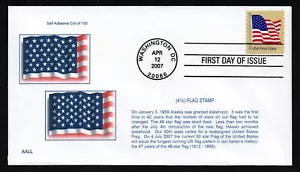 USA, SCOTT # 4132, AALL FDC COVER OF 2007 AMERICAN FLAG FROM SELF-ADHESIVE COIL - Picture 1 of 1