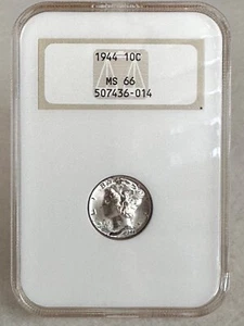 1944-P Mercury Dime NGC MS66. 1990-1992 Hologram-introduced Holder - Picture 1 of 4