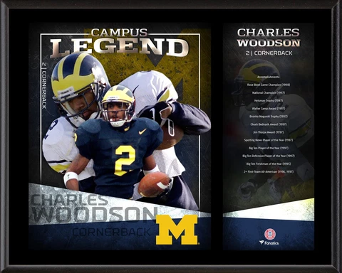 Charles Woodson Michigan Wolverines 12x15 Campus Legend Player Plaque Cover