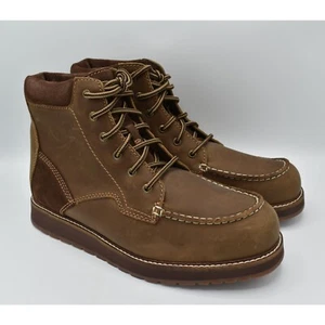 Kodiak Mens Size 10 Devick Saddleback Brown Wedge Moc Toe Lace Up Boots Shoes - Picture 1 of 11