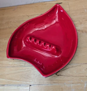 Vintage Ashtray U.S.A. 7002 Ceramic Pottery Atomic Orange Red - Picture 1 of 3