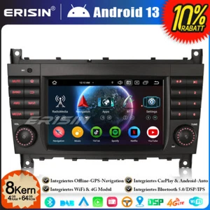 8-Kern 64GB Android 13 Autoradio GPS Navi DSP für Mercedes C/CLK/CLC Klasse W203 - Bild 1 von 24