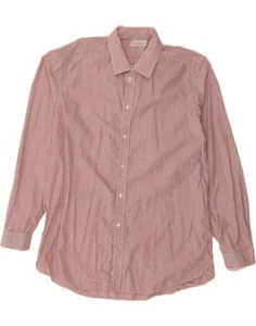 AQUASCUTUM Mens Shirt Size 16 1/2 42 Large Red Striped Cotton Classic BE08 - Picture 1 of 3