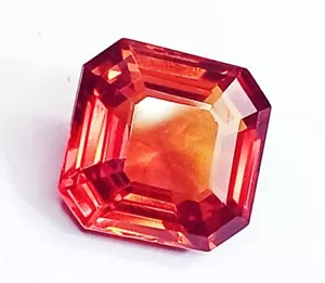 Octagon Shape 6.10 Ct Exotic Natural Orange Sapphire Loose Gemstone Certified - Picture 1 of 6