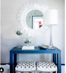 18" Selenite Sunburst Mirror Wall Hanging Mirror Crystal Mirror Stone Home Deco - Picture 1 of 6