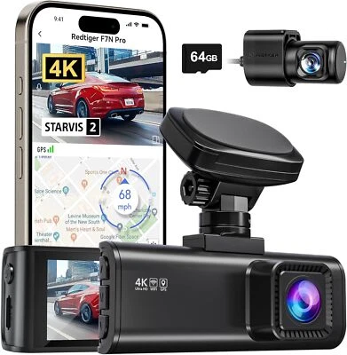 REDTIGER 4K Dash cam Starvis2 Dash Camera,64GB Card Included,Parking Monitor - Image 1 of 4