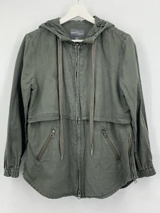 Market & Spruce Jacket XS Green Utility Hoodie Zip Front Pockets Cape Look - Picture 1 of 8