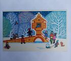 Vintage Russian Ussr Christmas/New Year Postcard Children Snow City Fun 1980S