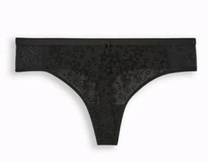 Torrid Sexy Black Mesh w/ Flocked Stars Mid-Rise Thong Panty Plus Size 3X, 22/24 - Picture 1 of 7