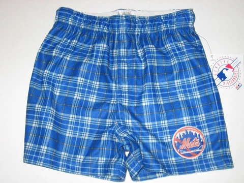 New York Mets Team Color Plaid Flannel Boxer Shorts Child & Youth Sizes FREE S&H Cover