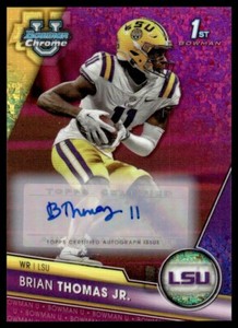 Brian Thomas Jr. 2023 Bowman University Chrome Pink Diamond Refractor Auto /150