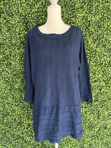 Parsley & Sage Plus Size 1X 100% Cotton Blue Wavy Knit Vintage Shirt Top Blouse - Picture 1 of 6