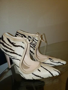 Nuevo Zapatos ALESSANDRO DELL'ACQUA pelo de pony marrón tacón talla 39 italia puntiagudo  - Imagen 1 de 11