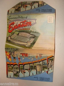Souvenir Folder Evanston Ill 1942 Curt Teich unused Northwestern University PC - Picture 1 of 1