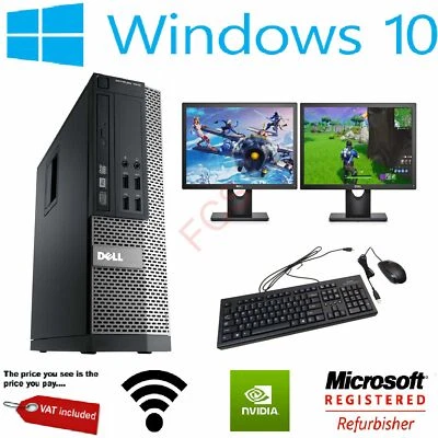 ULTRA FAST Gaming PC Bundle Intel Core i7 8GB 1TB Windows 10 GT710 DUAL SCREEN - Image 1 of 4