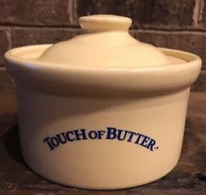 Pfaltzgraff Butterwanne ""Touch of Butter"" hellbraune Farbe mit blauer Schrift - Bild 1 von 7