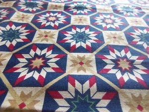VTG FABRIC QUILT STARS MARTI MICHELL 1992 1YD 45"wide RED BLUE AND GOLD - Picture 1 of 5
