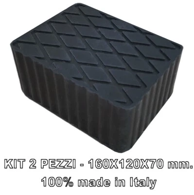 STRANIERI GOMMA ITALY KIT 2 PEZZI H 70 mm. SPESSORI gomma per PONTI SOLLEVATORI tampone BLOCCHI gomma