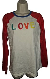 BODEN Girl's Youth Raglan Long Sleeve Baseball T-Shirt "Love" Sz 15y-16y Cotton - Picture 1 of 2