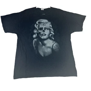 Vtg Y2K Gothic SKELETON TEE Marilyn Monroe Skull Skeleton Black Size XL - Picture 1 of 8