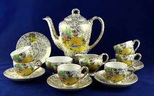 EMPIRE Crinoline LADY SHELTON BELLE Ivory Complete Coffee Set Cups Saucers Etc - Picture 1 of 4
