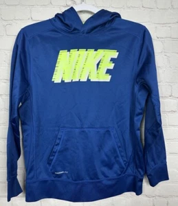 Nike therma fit blue Pullover Hoodie hooded fleece lined sweatshirt youth sz XL - Picture 1 of 6