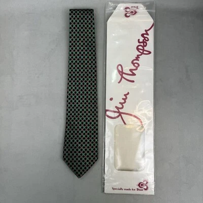 Corbata de cuello Jim Thompson verde tostado negro foulard 100 % seda tailandesa nueva 3" x 56" Foto 1 de 4