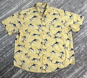Camisa Magallanes XXL Hombres Informal Abotonada Pesca Amarillo Marlin Pez Estampado Exterior - Imagen 1 de 7