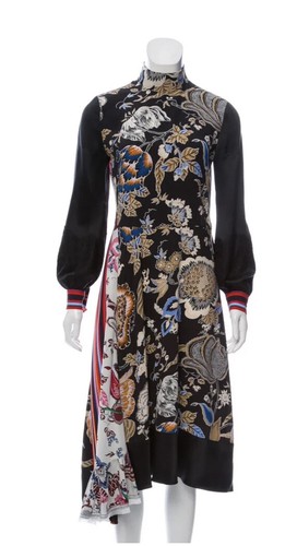 Abito di seta Tory Burch Delilah mezzanotte Happy Times con cintura a fascia 0 2 4