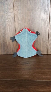 Vintage Denim rot flauschig flach handgefertigt 6" Sitzsack Spielzeug werfen Frosch - Bild 1 von 6