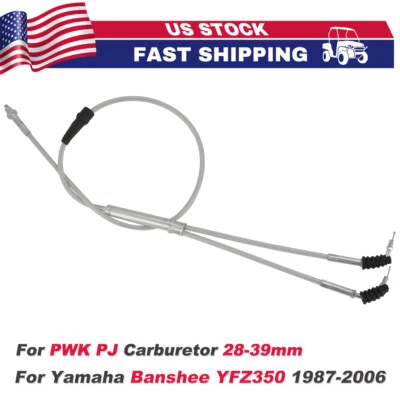 US Dual Thumb Throttle Cable For Yamaha Banshee 350 87-06 PWK PJ Carb 28-39mm - Image 1 of 4